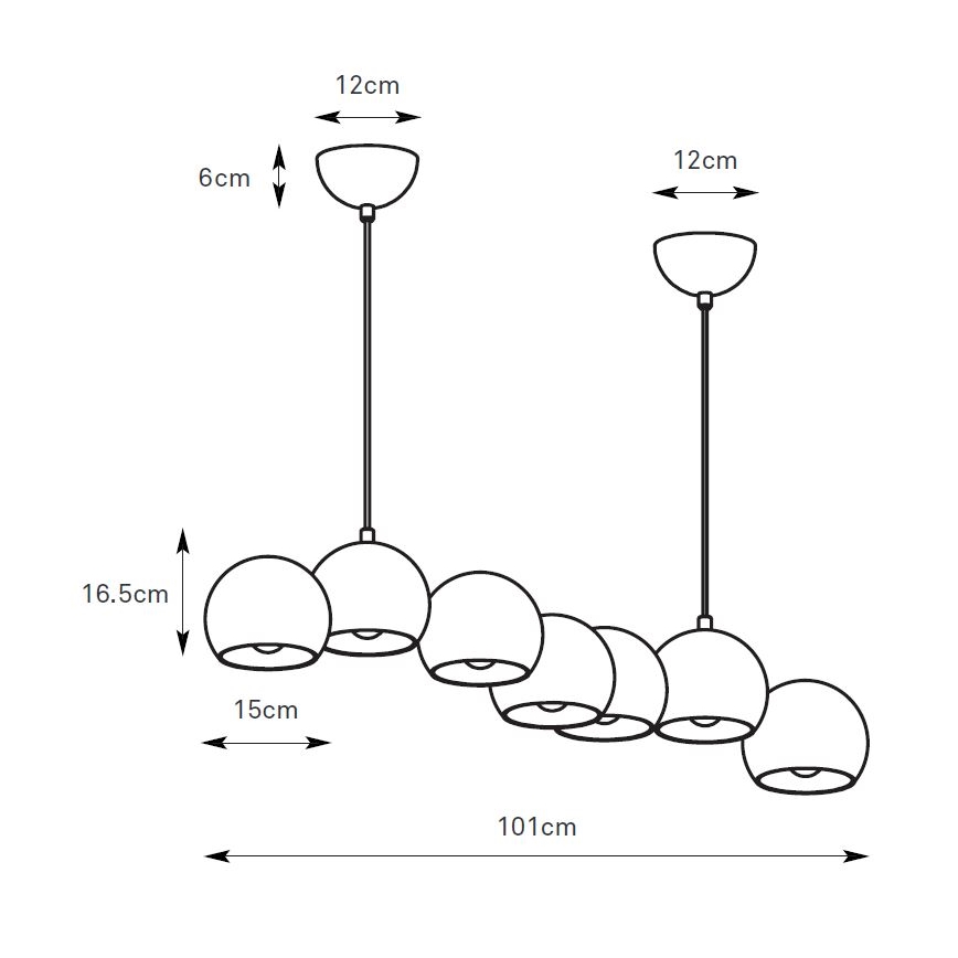 Markslöjd 108860 - Chandelier on a string CUPOLO 7xE14/40W/230V black