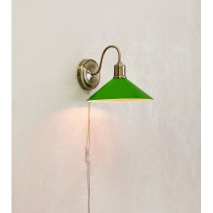Markslöjd 108866 - Wall lamp VELA 1xE27/40W/230V brass/green