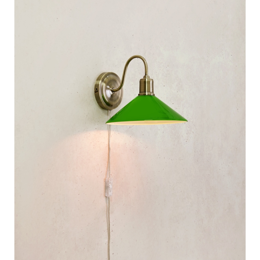 Markslöjd 108866 - Wall lamp VELA 1xE27/40W/230V brass/green