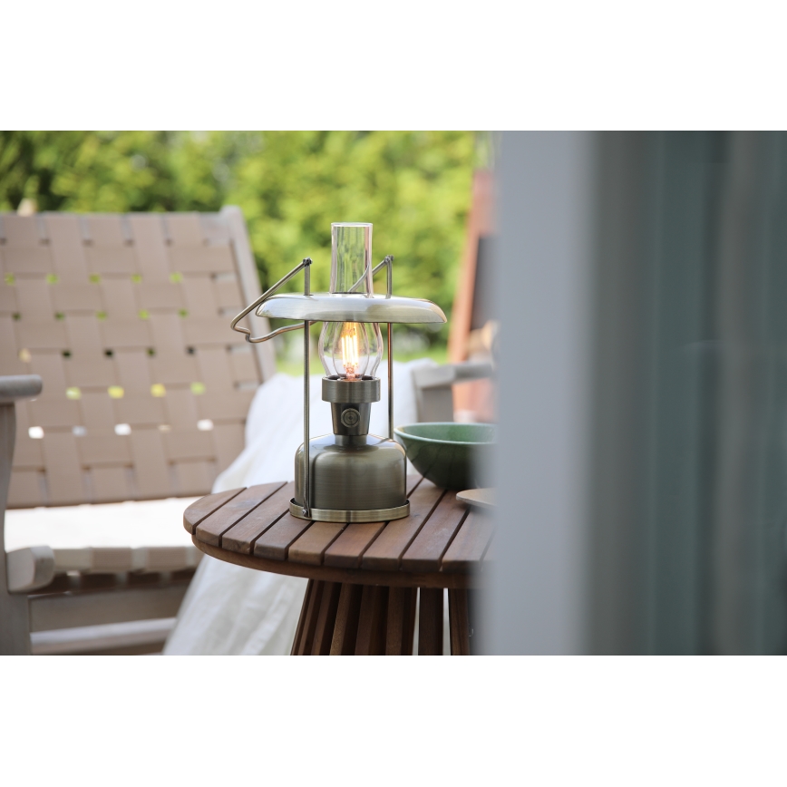 Markslöjd 108894 - FANOS Dimmable LED Rechargeable Outdoor Table Lamp, 2.5W/3.7V, 4000 mAh, IP44, Brass
