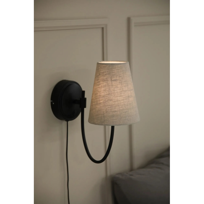 Markslöjd 108907 - AMAR Wall Lamp 1xE14/40W/230V Linen/Black