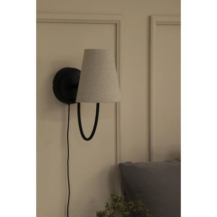 Markslöjd 108907 - AMAR Wall Lamp 1xE14/40W/230V Linen/Black
