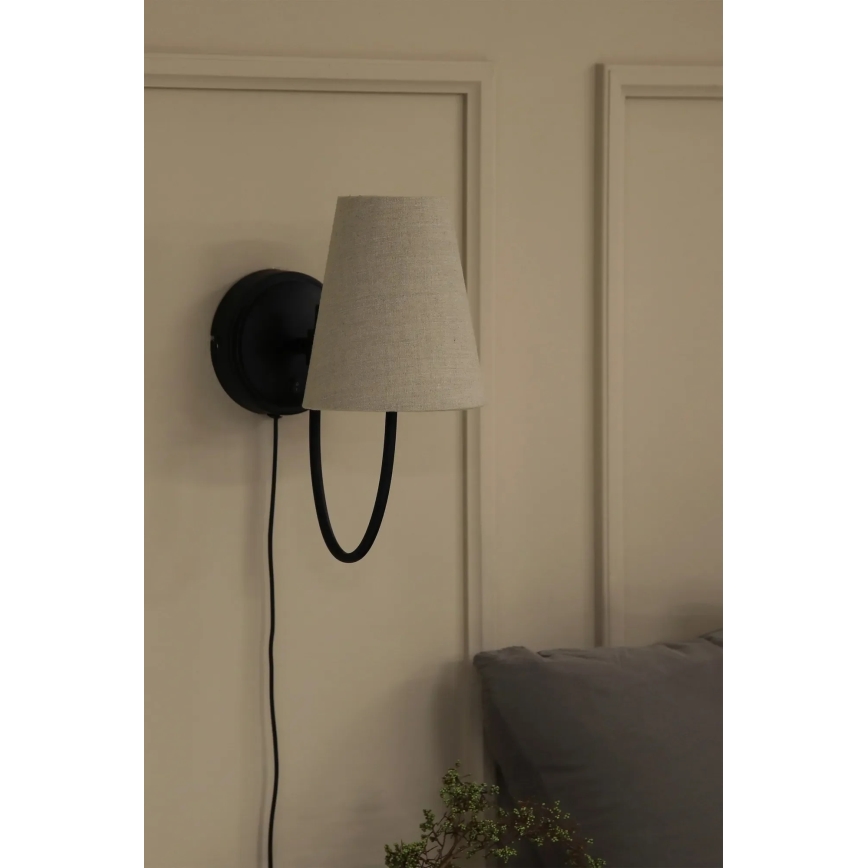 Markslöjd 108907 - AMAR Wall Lamp 1xE14/40W/230V Linen/Black