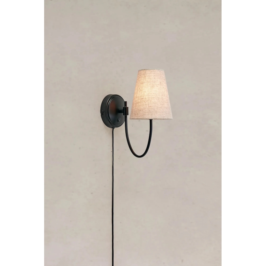 Markslöjd 108907 - AMAR Wall Lamp 1xE14/40W/230V Linen/Black
