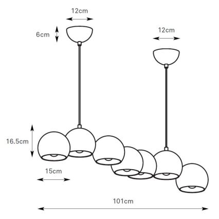 Markslöjd 108914 - CUPOLO Cable-Hung Chandelier 7x E14/40W/230V, Grey