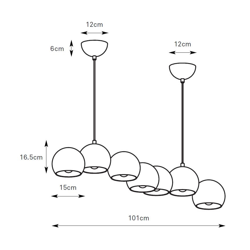 Markslöjd 108914 - CUPOLO Cable-Hung Chandelier 7x E14/40W/230V, Grey