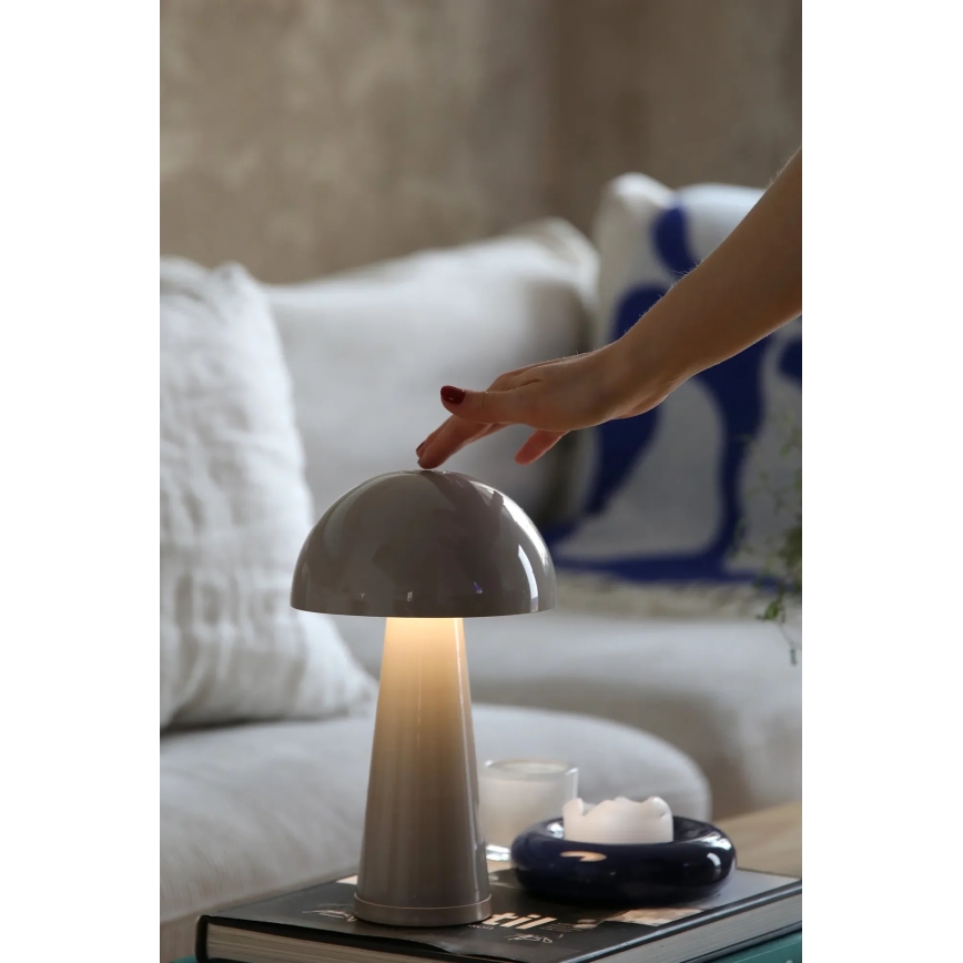 Markslöjd 108950 - LED Dimmable Rechargeable Table Lamp FUNGI LED/1.5W/5V 2000 mAh IP44 grey
