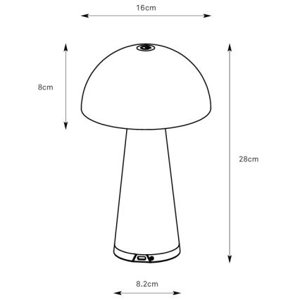 Markslöjd 108950 - LED Dimmable Rechargeable Table Lamp FUNGI LED/1.5W/5V 2000 mAh IP44 grey