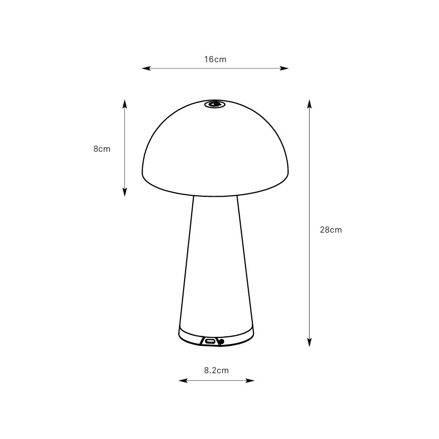 Markslöjd 108950 - LED Dimmable Rechargeable Table Lamp FUNGI LED/1.5W/5V 2000 mAh IP44 grey
