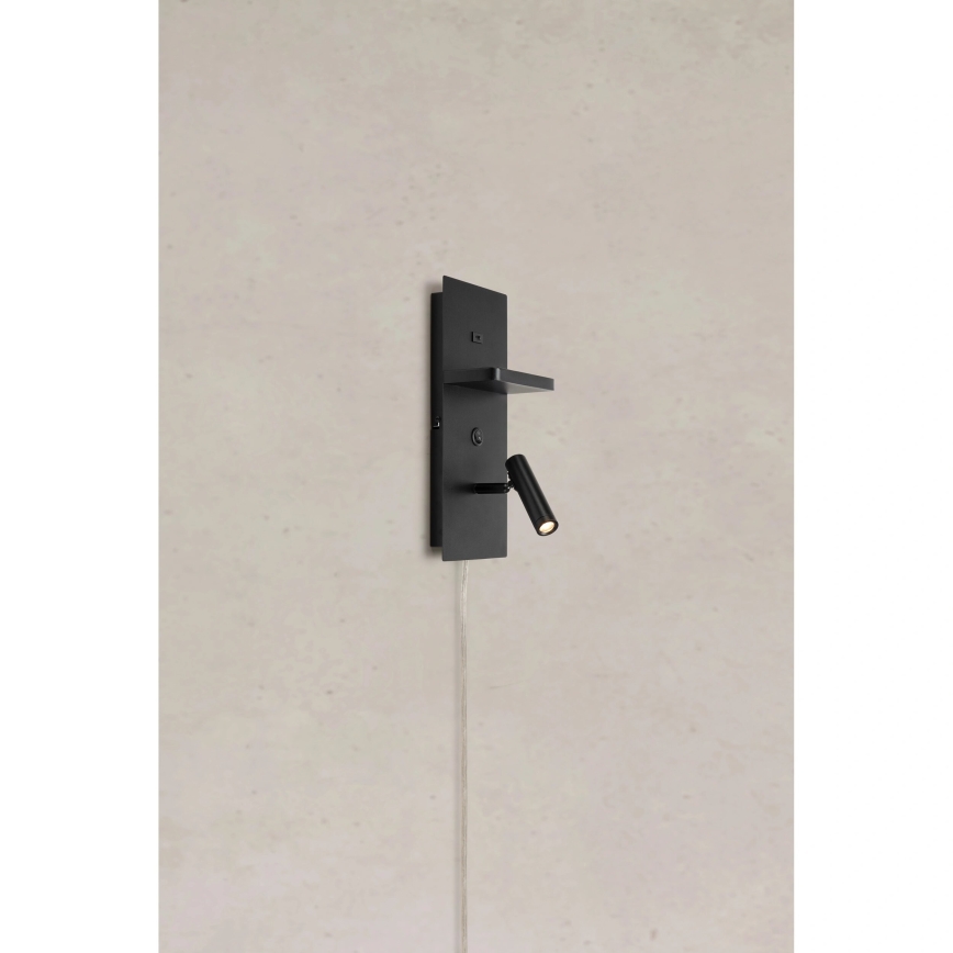Markslöjd 109018 - CARICA LED Wall Spotlight with Shelf and USB Port, LED/4W/230V, Black