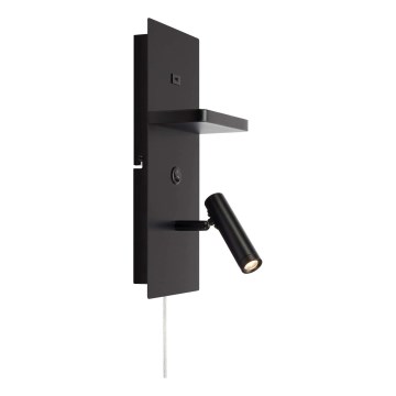 Markslöjd 109018 - CARICA LED Wall Spotlight with Shelf and USB Port, LED/4W/230V, Black