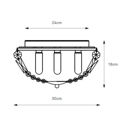 Markslöjd 109031 - ESTELLE Bathroom ceiling light 3xG9/20W/230V, Ø 30 cm, IP44, brass