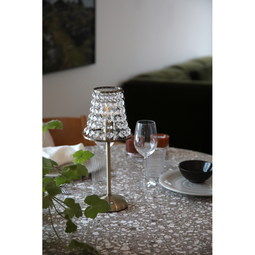 Markslöjd 109125 - LIORA LED Dimmable Rechargeable Touch Table Lamp 1xE14/2W/2000 mAh Brass