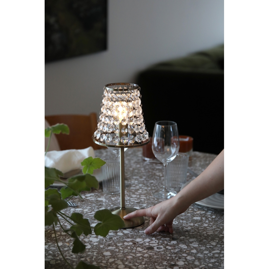 Markslöjd 109125 - LIORA LED Dimmable Rechargeable Touch Table Lamp 1xE14/2W/2000 mAh Brass