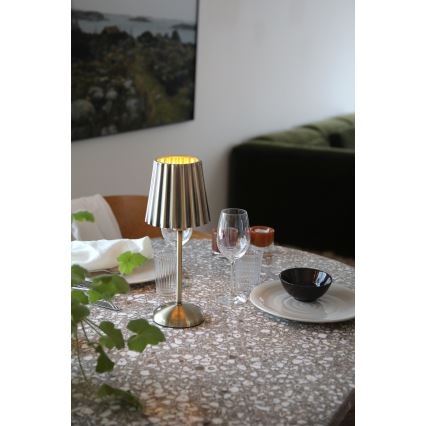 Markslöjd 109127 - CELIA LED Dimmable Rechargeable Touch-Control Table Lamp, 1x E14 / 2W / 2000 mAh, Brass