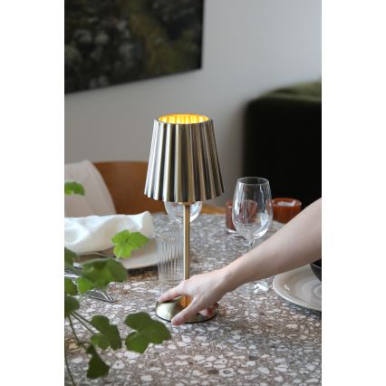 Markslöjd 109127 - CELIA LED Dimmable Rechargeable Touch-Control Table Lamp, 1x E14 / 2W / 2000 mAh, Brass