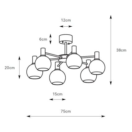 Markslöjd 109152 - Surface-mounted chandelier AMBRA 6xE14/40W/230V, Ø 75 cm, gold/smoky beige