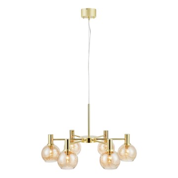 Markslöjd 109153 - Cable-suspended chandelier AMBRA 6xE14/40W/230V Ø 75 cm gold/smoky beige