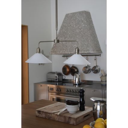 Markslöjd 109160 - VELA Rod Pendant Light 2xE27/60W/230V White/Brass