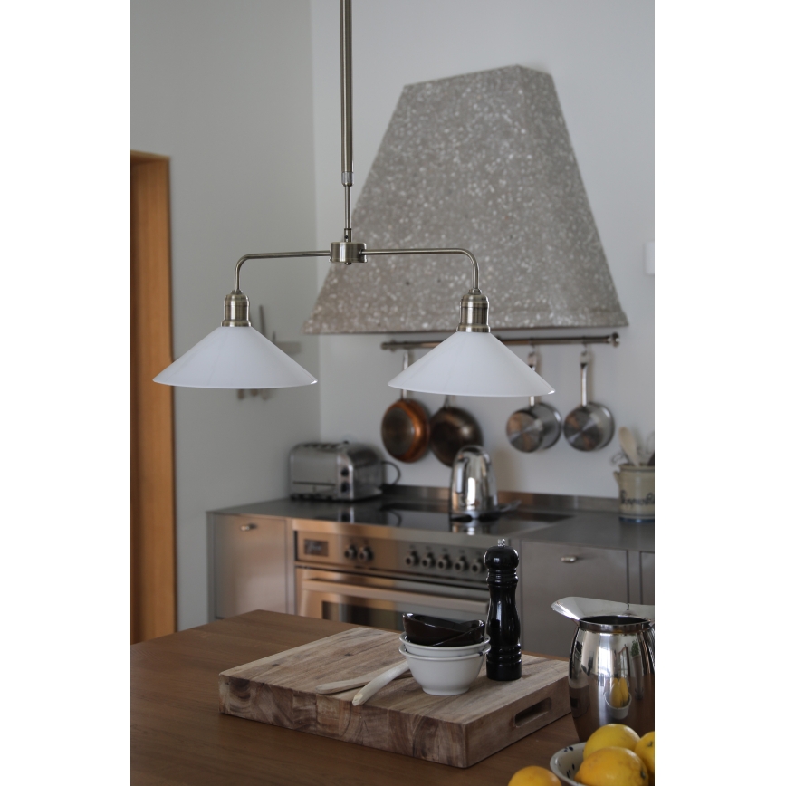 Markslöjd 109160 - VELA Rod Pendant Light 2xE27/60W/230V White/Brass