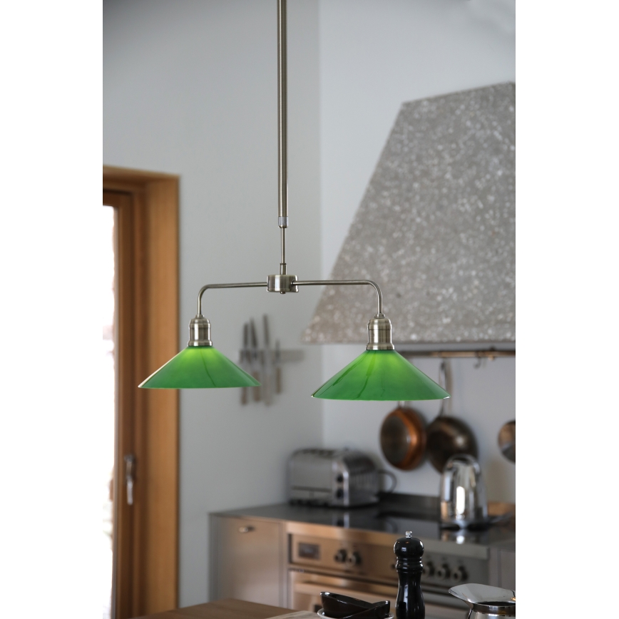 Markslöjd 109161 - VELA rod pendant light 2xE27/60W/230V green/brass