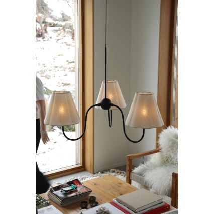 Markslöjd 109172 - VEYA cable-hung pendant light 3xE14/40W/230V Ø 90 cm linen/black
