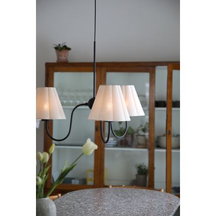 Markslöjd 109172 - VEYA cable-hung pendant light 3xE14/40W/230V Ø 90 cm linen/black