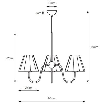 Markslöjd 109172 - VEYA cable-hung pendant light 3xE14/40W/230V Ø 90 cm linen/black