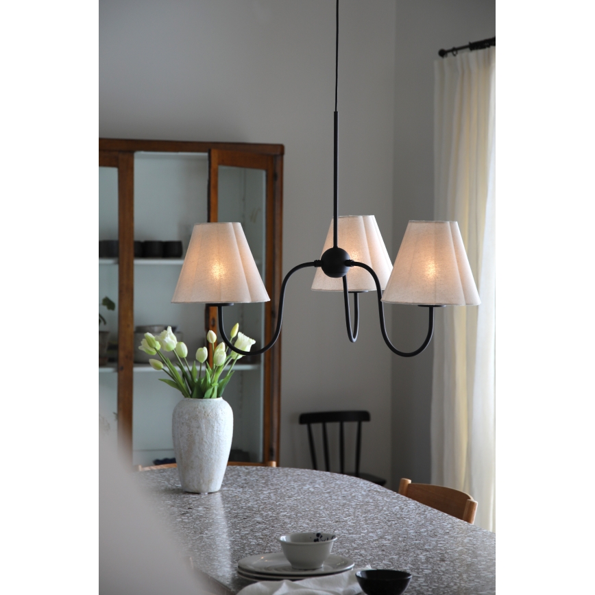 Markslöjd 109172 - VEYA Cable Pendant 3xE14/40W/230V Linen/Black