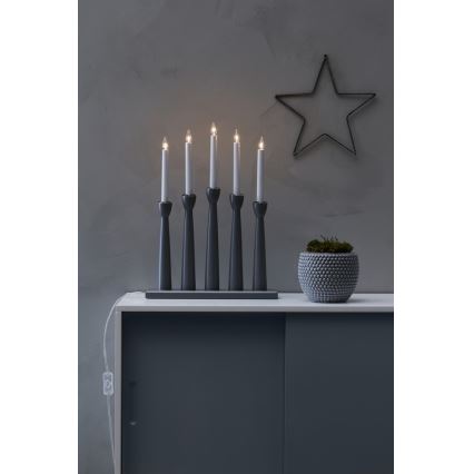 Markslöjd 704197 - Christmas candelabra MASESKÄR 5xE10/3W/230V grey