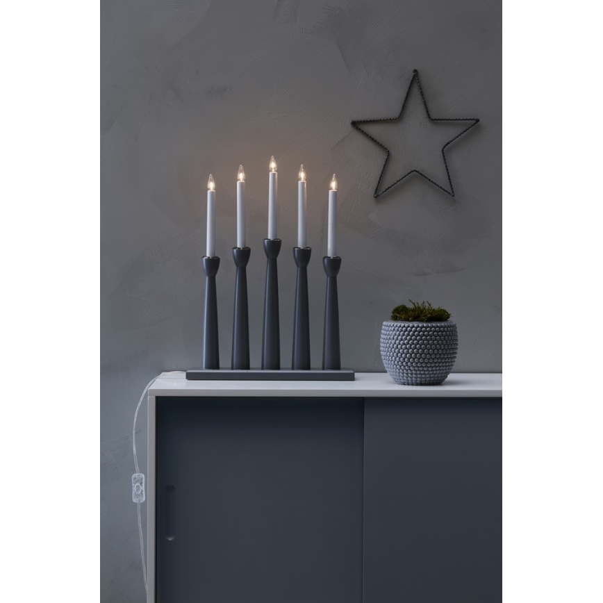 Markslöjd 704197 - Christmas candelabra MASESKÄR 5xE10/3W/230V grey