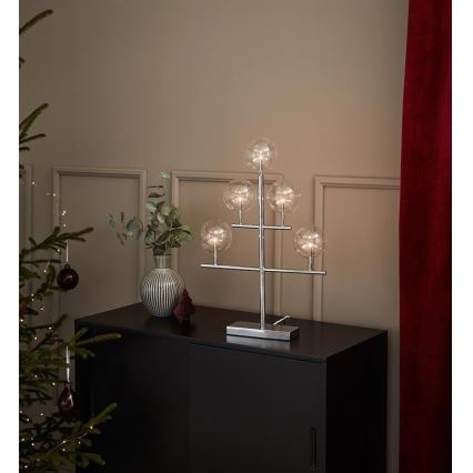 Markslöjd 704820 - Christmas candlestick MAESTRO 5xE5/0,8W/230/12V shiny chrome