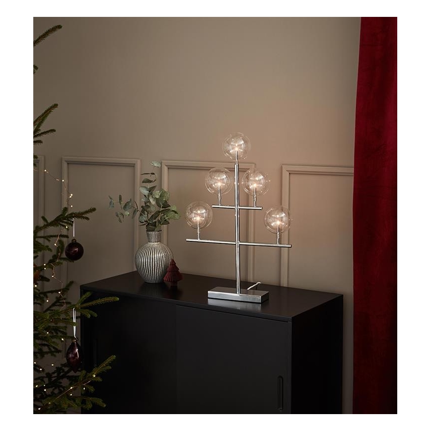 Markslöjd 704820 - Christmas candlestick MAESTRO 5xE5/0,8W/230/12V shiny chrome