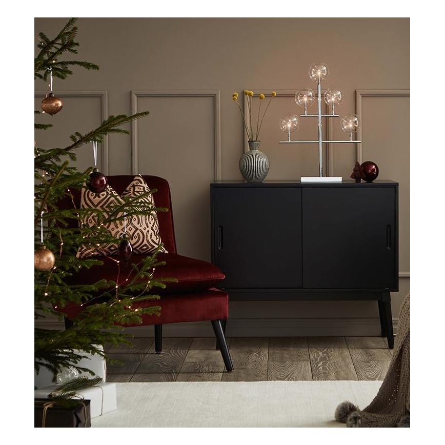 Markslöjd 704820 - Christmas candlestick MAESTRO 5xE5/0,8W/230/12V shiny chrome