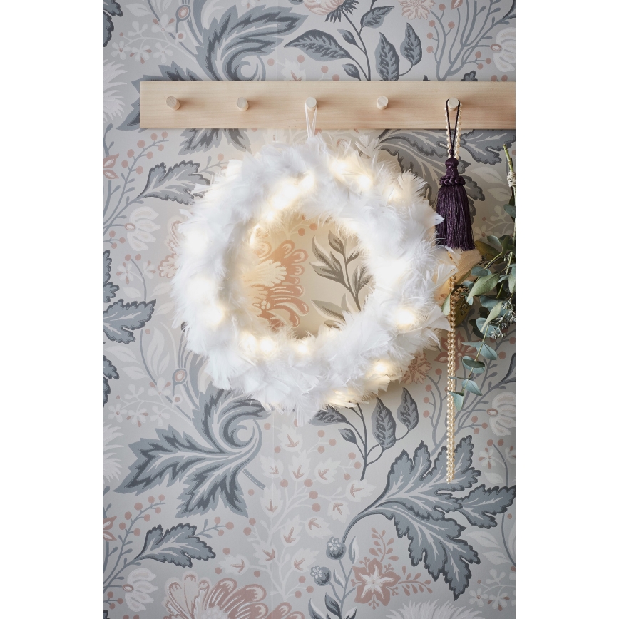 Markslöjd 705290 - LED Christmas wreath FEATHER LED/1,2W/3xAA d. 35 cm