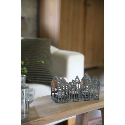Markslöjd 706365 - LED Christmas candle holder YORK 3xLED/0.1W/1xCR2032 grey