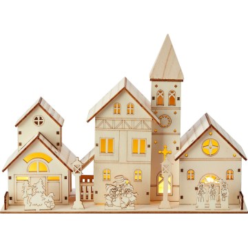 Markslöjd 706447 - LED Christmas decoration VILLAGE LED/0,24W/2xAA plywood