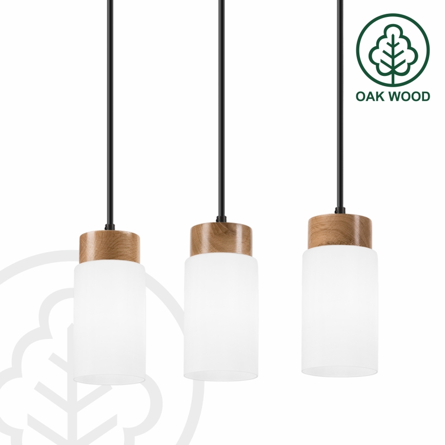 MARKUS Cable-hung Pendant Light 3xE27/15W/230V Black/Oak