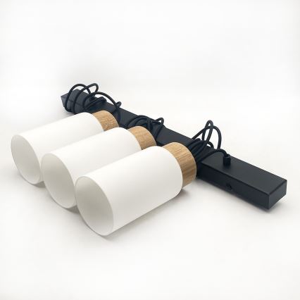 MARKUS Cable-hung Pendant Light 3xE27/15W/230V Black/Oak