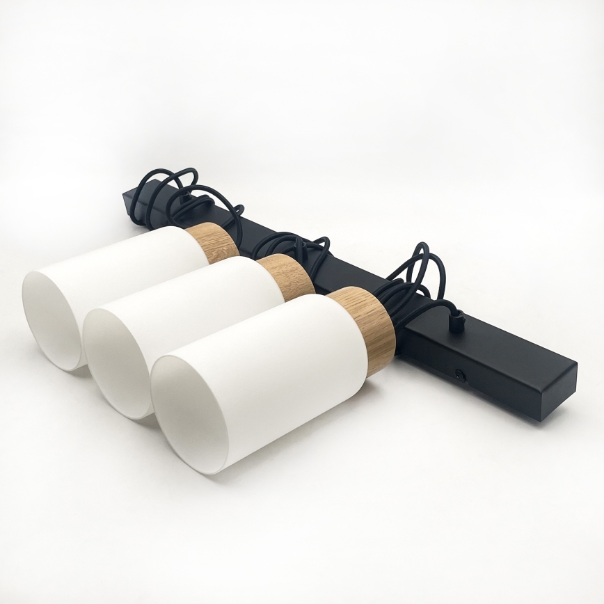 MARKUS Cable-hung Pendant Light 3xE27/15W/230V Black/Oak