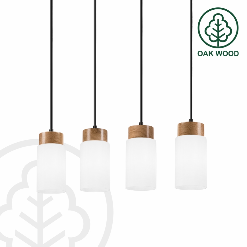 MARKUS Cable Pendant Light 4xE27/15W/230V Black/Oak