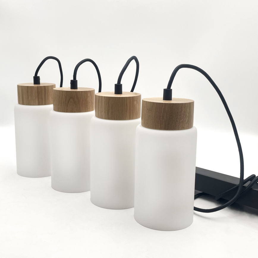 MARKUS Cable Pendant Light 4xE27/15W/230V Black/Oak