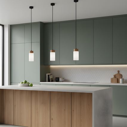 MARKUS Cord Pendant Light 1x E27/15W/230V, Black/Oak