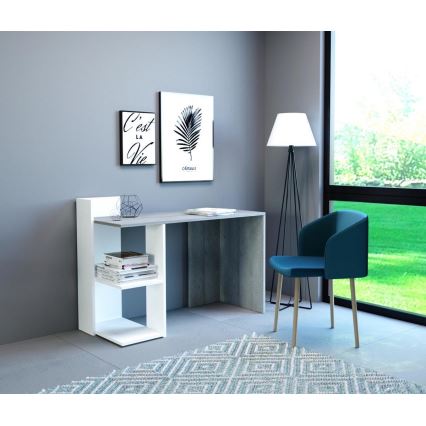 MARLO Writing Desk, Concrete Grey/White