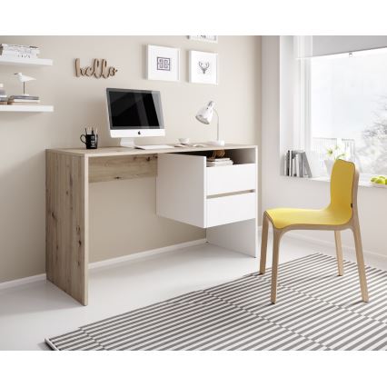 MARLO Writing Desk with Drawers, Artisan Oak/White