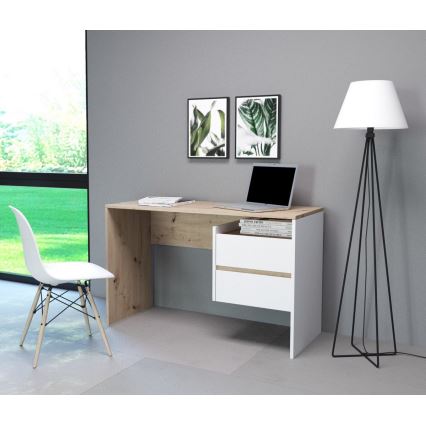 MARLO Writing Desk with Drawers, Artisan Oak/White
