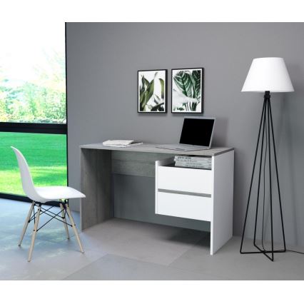 MARLO writing desk with drawers, concrete grey/white