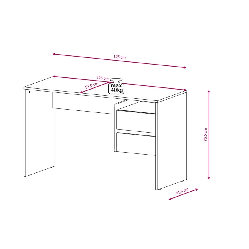 MARLO writing desk with drawers, concrete grey/white