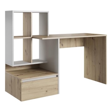 MARLO Writing Desk with Shelf, Artisan Oak/White