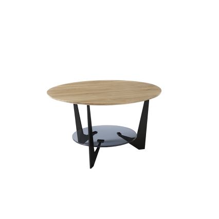 MARMO Coffee Table Ø 70 cm, Oak/Black